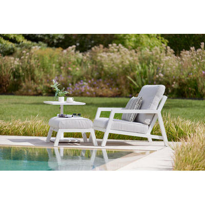 Table d'appoint Cirello Pop up en aluminium blanc et céramique pleine blanc - Lg 70 x larg. 50 x H 44/66 cm