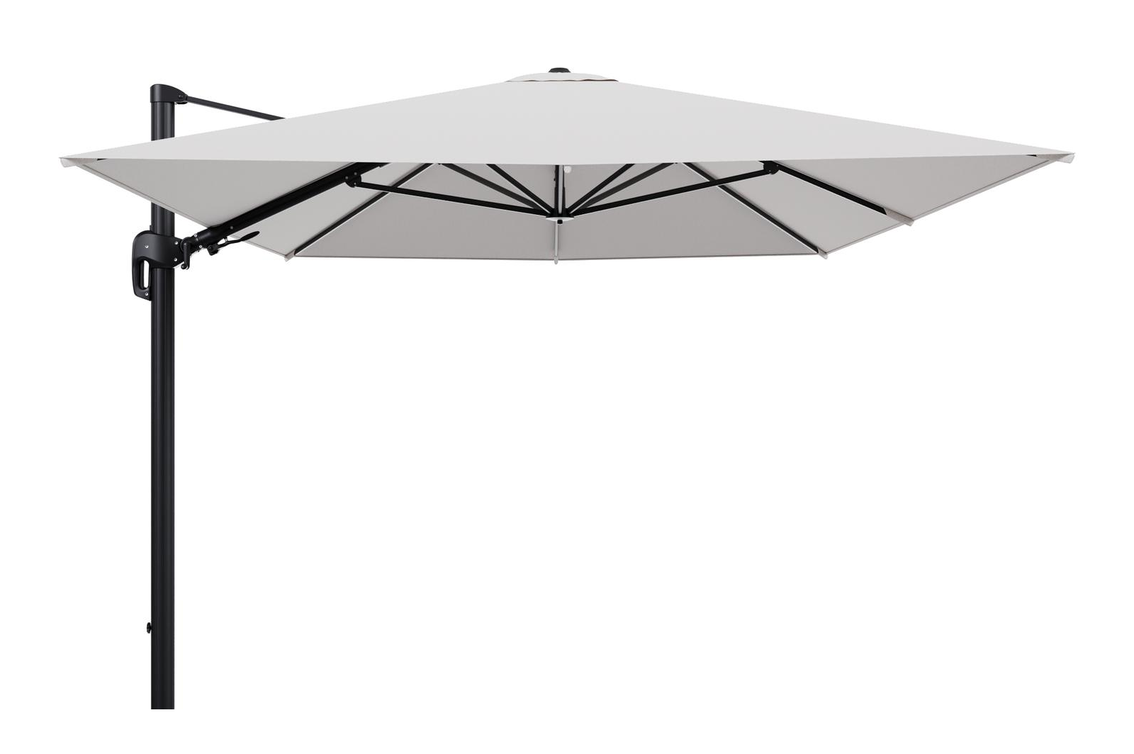 Rufina zweefparasol tiltfunctie in zwart aluminium en parasoldoek in All Weather Solica Ego Eggshell  - L1 400 x L2 300 cm (zonder voet)