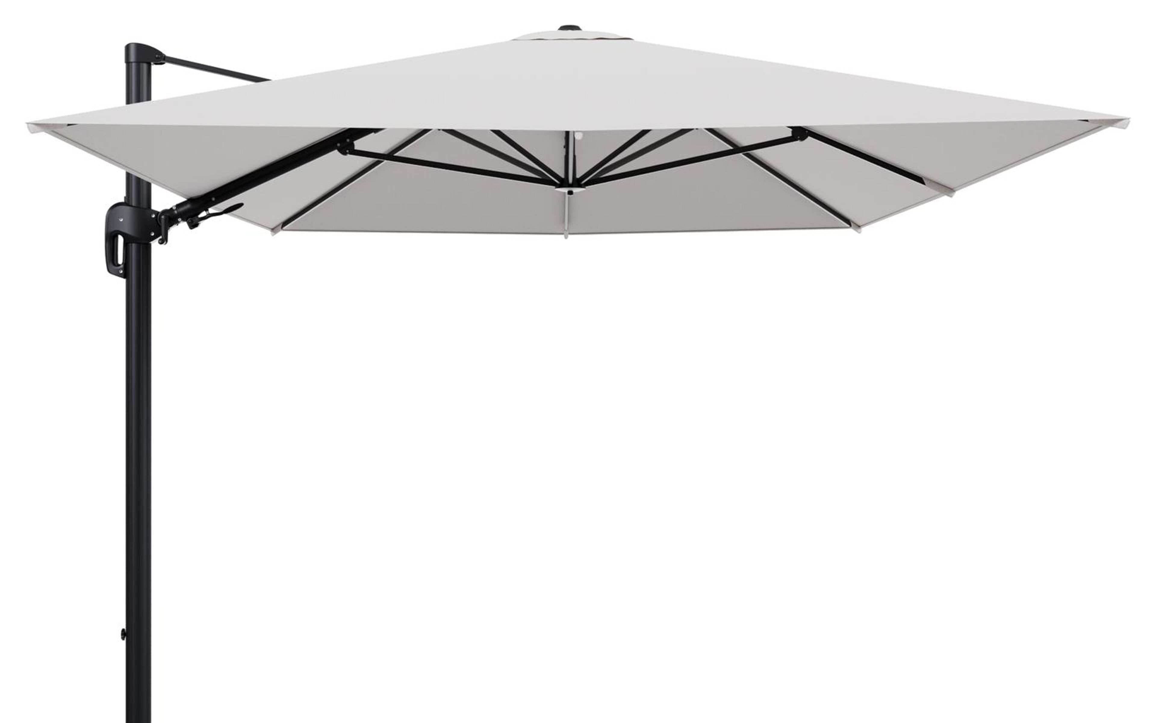 Rufina zweefparasol tiltfunctie in zwart aluminium en parasoldoek in All Weather Solica Ego Eggshell  - L1 400 x L2 300 cm (zonder voet) (zonder voet)