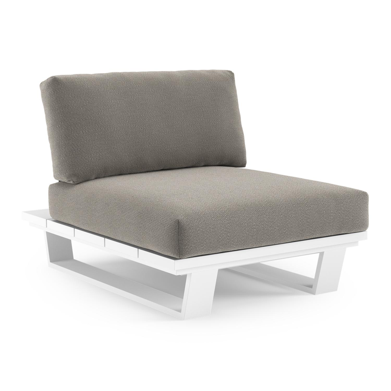 Pagino loungestoel in wit aluminium met lopi silver all weather sunbrella® luxe kussen