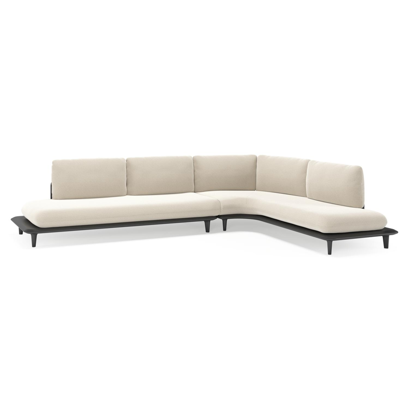 Bomero loungehoek in zwart aluminium met lopi marble all weather sunbrella® luxe kussen