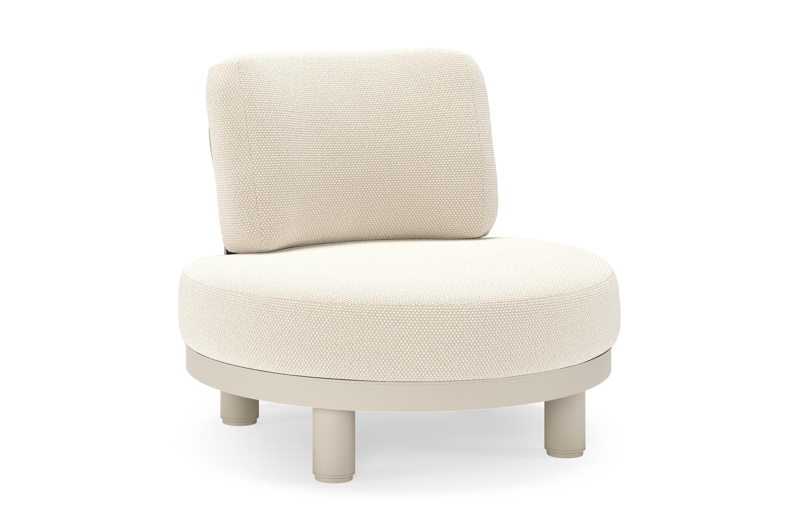 Fauteuil de jardin Donato en aluminium beige et coussins en all weather cosytica Althea Off White