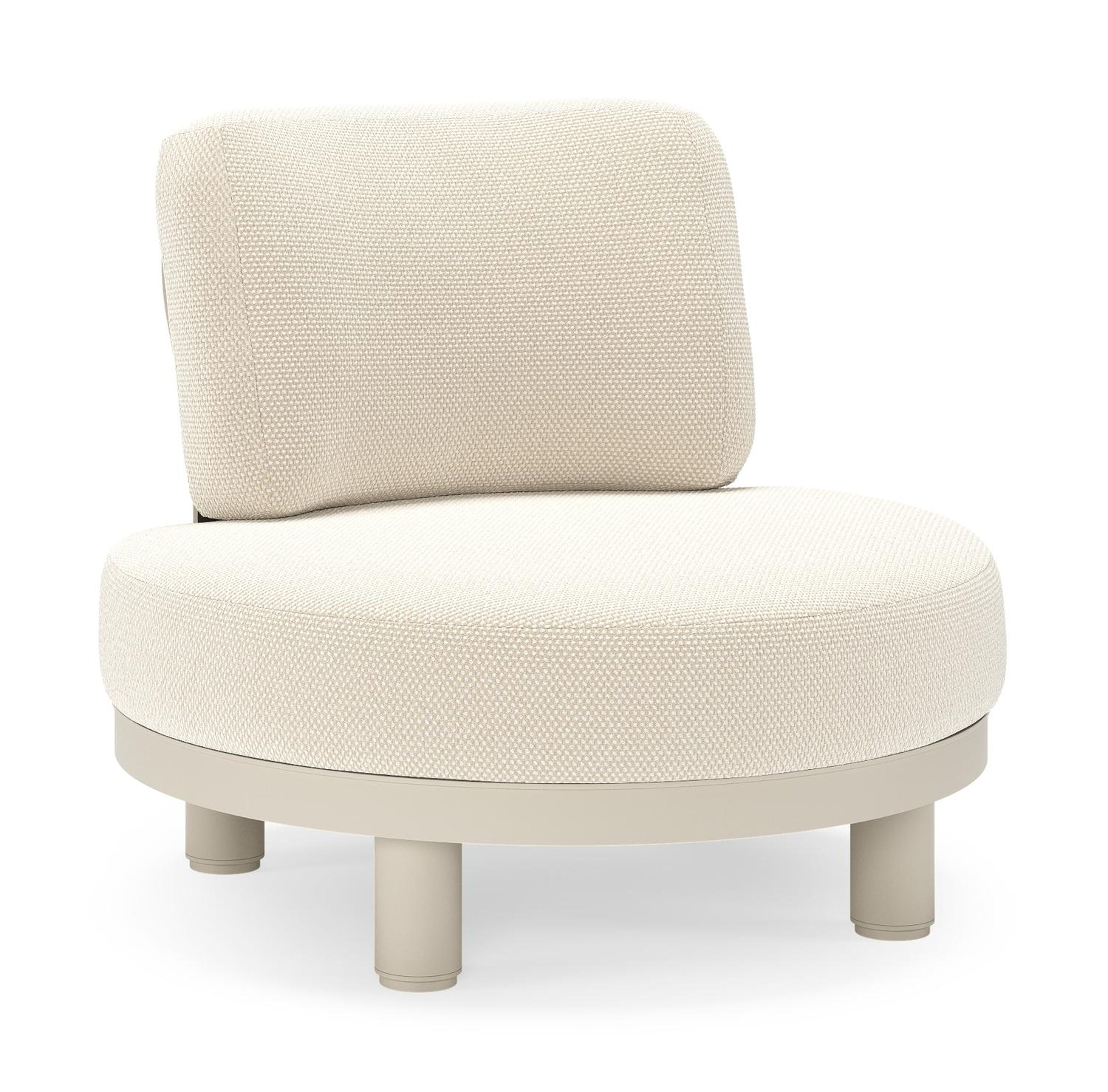 Donato loungestoel in beige aluminium met all weather cosytica Althea Off White kussen