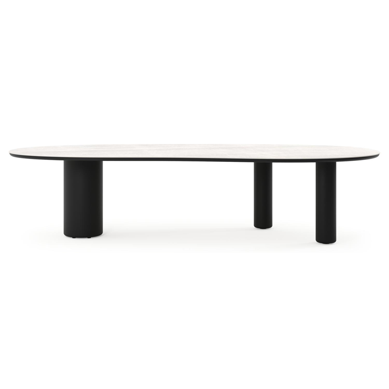 Table de jardin Amico organique en aluminium noir et céramique pleine Taj Mahal - Lg. 320 x Lrg. 145 x Haut. 74 cm