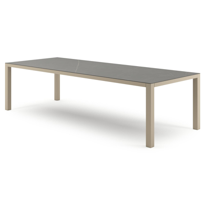 Table de jardin Como rectangulaire en aluminium beige et céramique pleine Calatorao - Lg. 280 x Lrg. 110 x Haut. 73 cm