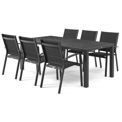 Tafelblad in volkeramiek op glas - Grijs - L 200  x B 100 cm