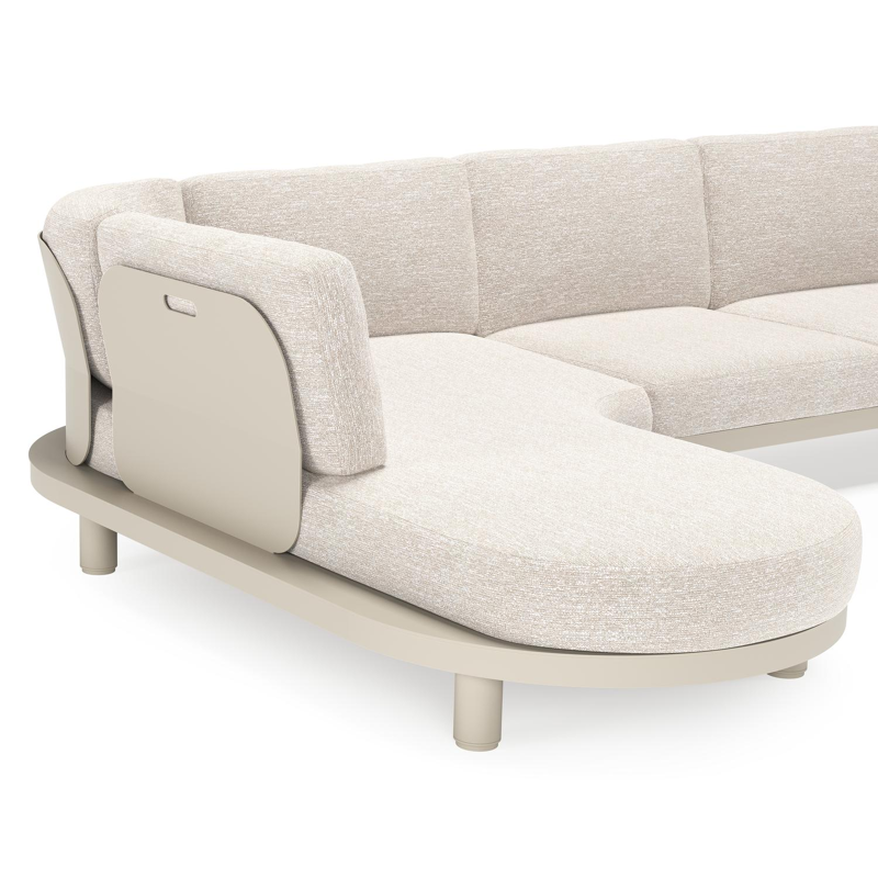 Salon de jardin d'angle Donato en aluminium beige et coussins en all weather sunbrella® luxe tundra sand
