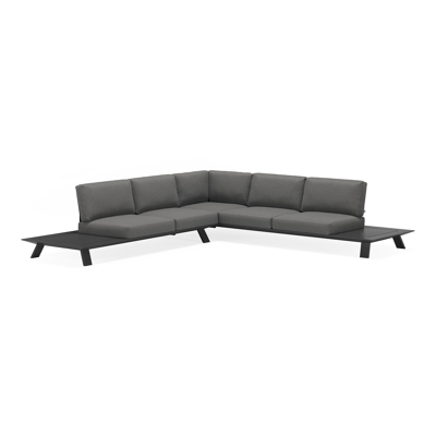 Cesano loungehoek in zwart aluminium met deauville black all weather sunbrella® luxe kussens