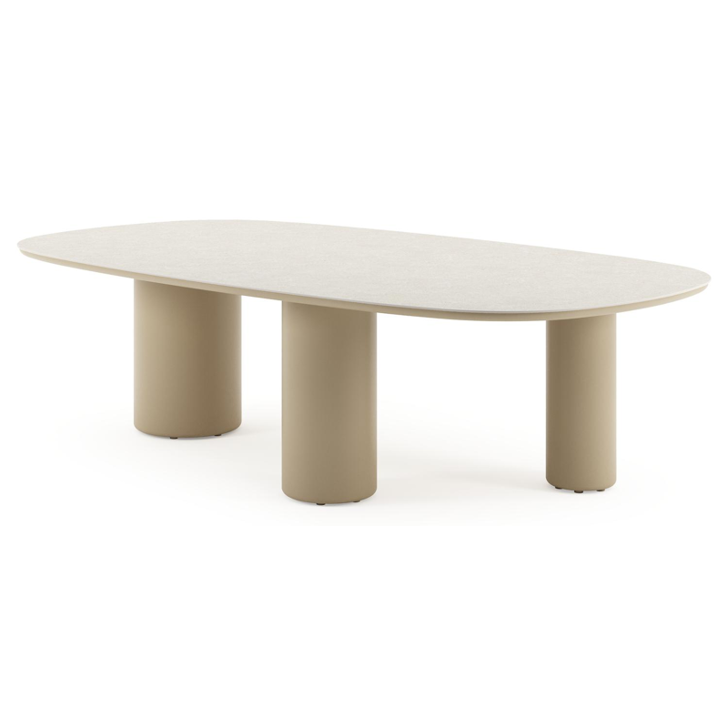 Amico tuintafel bombo xl in beige aluminium en volkeramiek Shilin - L 270 x B 148 x H 73.5 cm