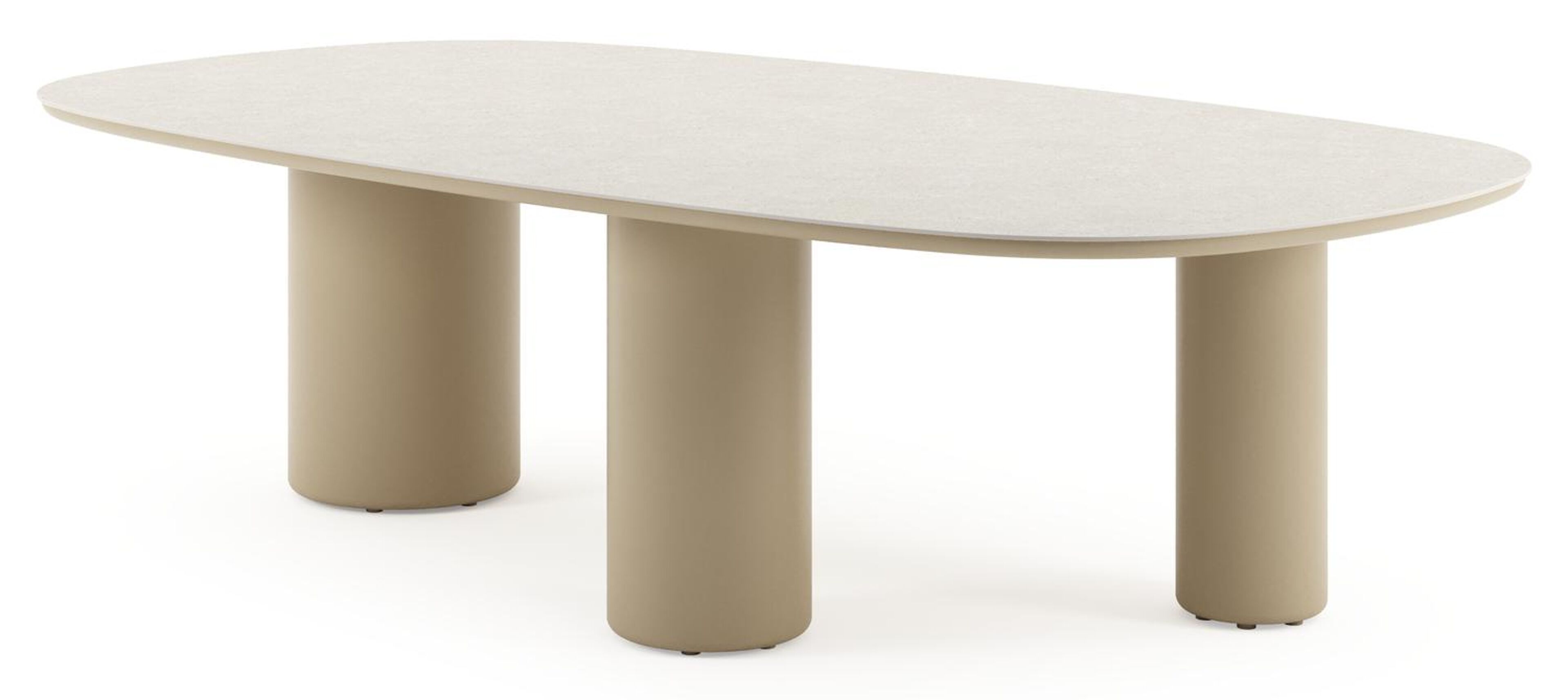 Table de jardin Amico bombo xl en aluminium beige et céramique pleine Shilin - Lg. 270 x Lrg. 148 x Haut. 73.5 cm
