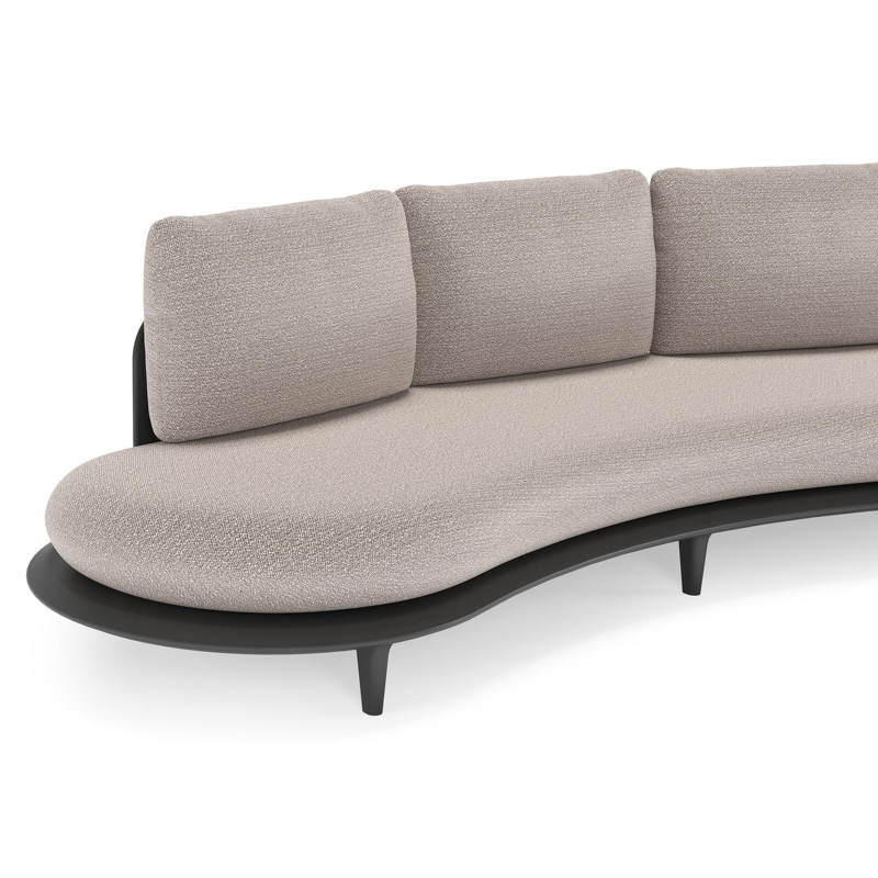 Bomero loungeset in zwart aluminium met wander granite all weather sunbrella® luxe kussen