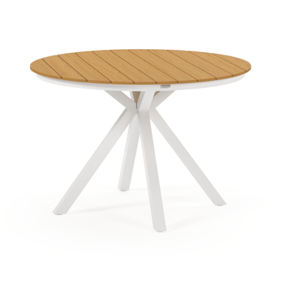 Table de jardin Tora en aluminium blanc et polywood - Dia. 110 x H 74.5 cm
