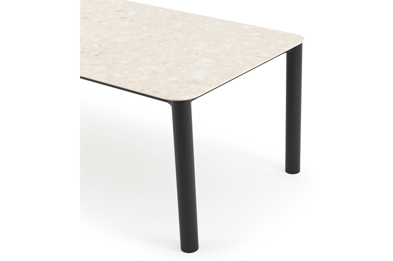 Orso tuintafel rechthoekig afgerond in zwart aluminium en volkeramiek Retrostone - L 240 x B 100 x H 73.5 cm