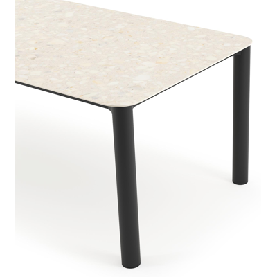 Orso tuintafel rechthoekig afgerond in zwart aluminium en volkeramiek Retrostone - L 240 x B 100 x H 73.5 cm