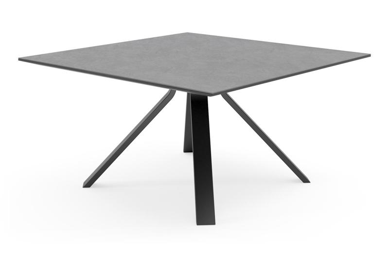 Table de jardin Cesano en aluminium noir et céramique pleine basalt black - Lg 148 x Larg. 148 x H 74,5 cm