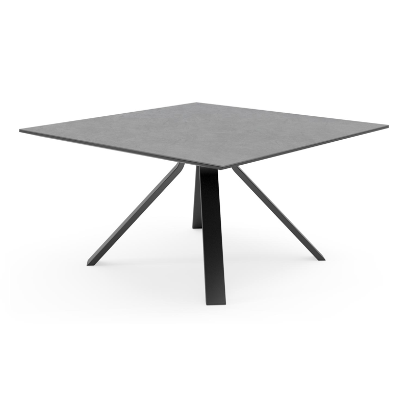 Cesano tuintafel in zwart aluminium en volkeramiek basalt black - L 148 x B 148 x H 74,5 cm
