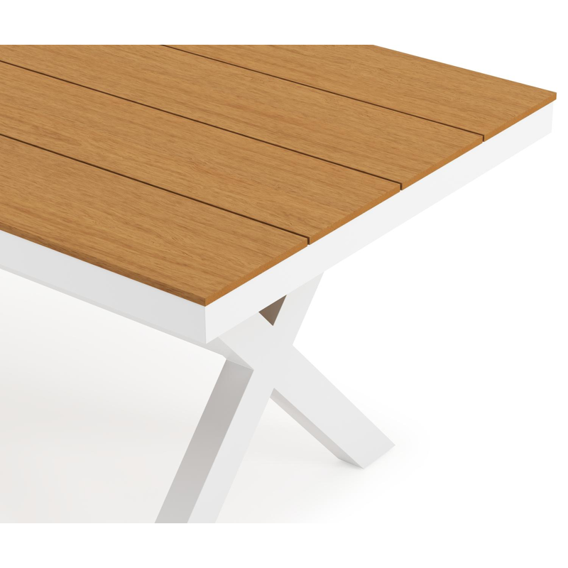 Bahia tuinset in wit aluminium en polywood met 6 Bahia tuinstoelen