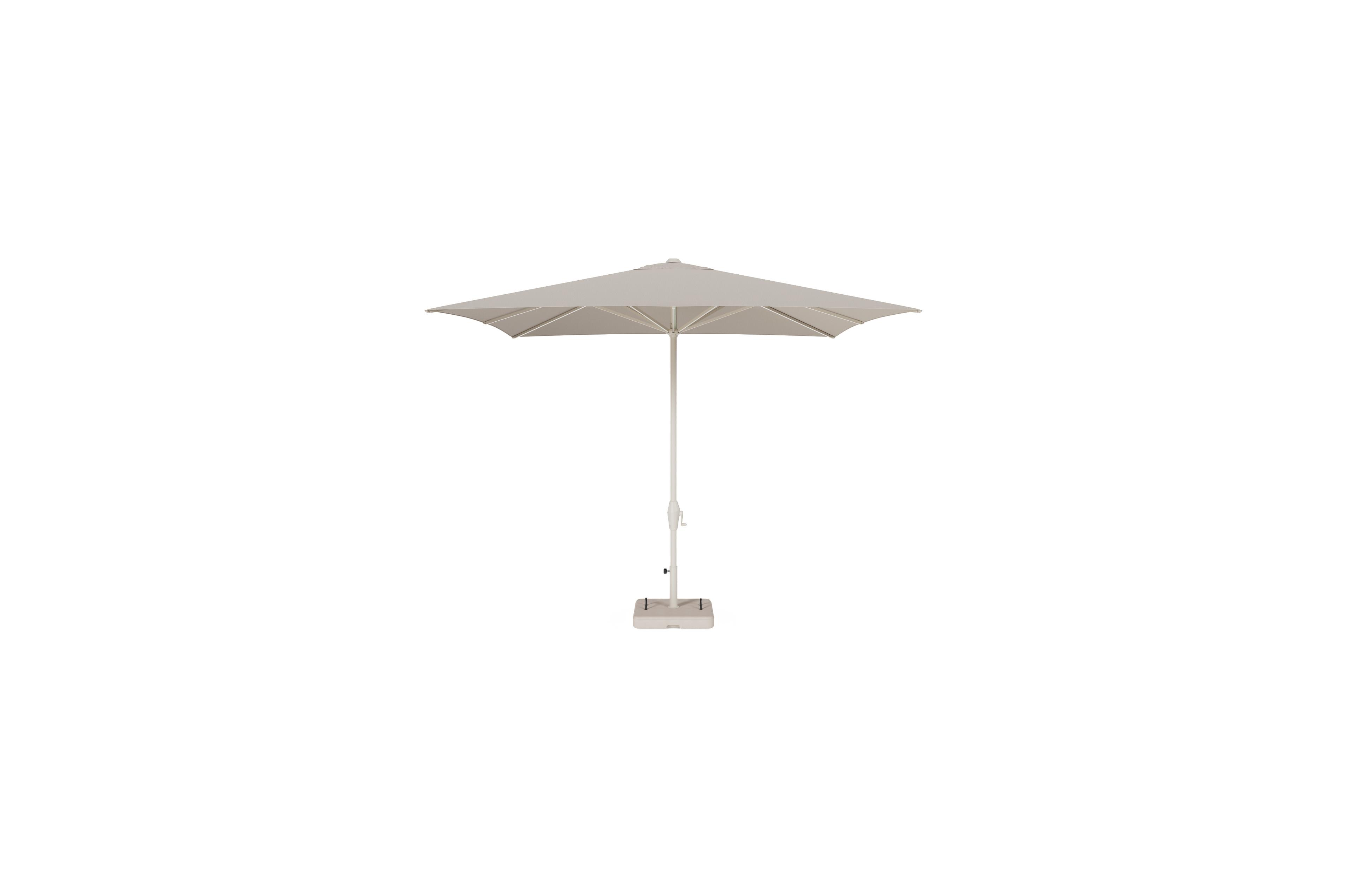 Viola staanparasol in beige aluminium en beige Weather+ Softtouch parasoldoek - L1 300 x L2 300 cm met parasolvoet Intenso 60 kg