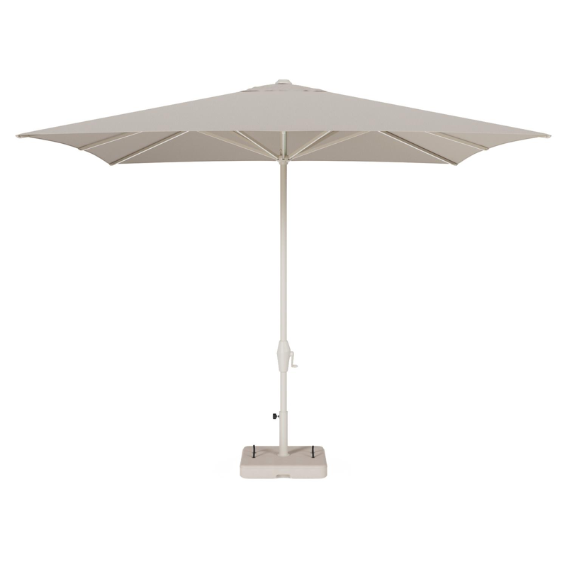 Viola staanparasol in beige aluminium en beige Weather+ Softtouch parasoldoek - L1 300 x L2 300 cm met parasolvoet Intenso 60 kg
