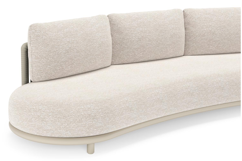 Lomano loungeset in beige aluminium en beige verticaal geweven luxe vlakke rope met Tundra Sand all weather sunbrellaÂ® luxe