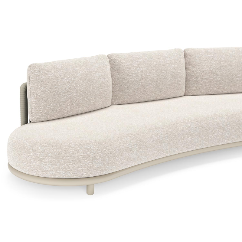 Lomano loungeset in beige aluminium en beige verticaal geweven luxe vlakke rope met Tundra Sand all weather sunbrellaÂ® luxe