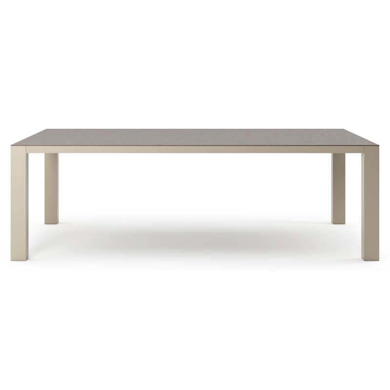 Table de jardin Nano XL rectangulaire en aluminium beige et céramique pleine Wulong - Lg. 240 x Lrg. 148 x Haut. 75 cm