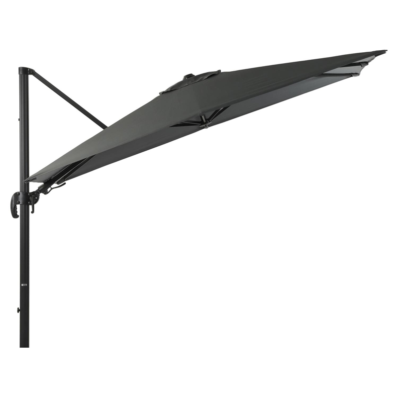 Avola zweefparasol met tiltfunctie in zwart aluminium met grijs weather+ softtouch parasoldoek - L1 200 x L2 300 cm (zonder voet)