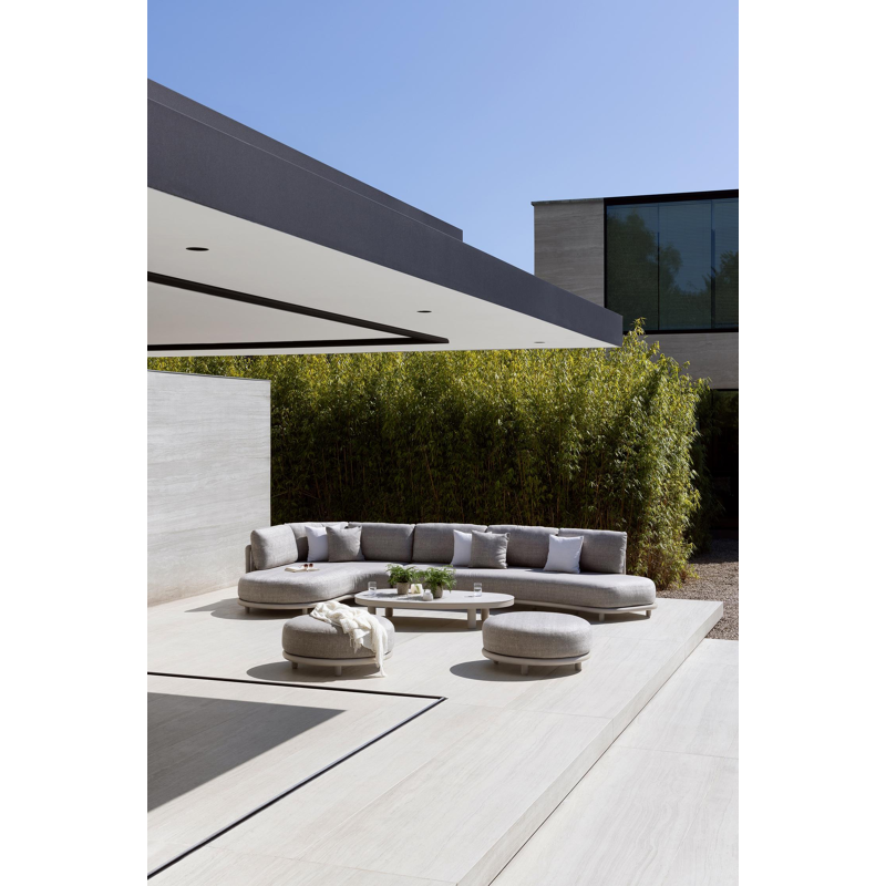 Donato loungetafel organisch in beige aluminium en volkeramiek Shilin - L 151 x B 90 x H 24.5 cm