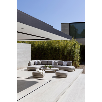 Donato loungetafel organisch in beige aluminium en volkeramiek Shilin - L 151 x B 90 x H 24.5 cm