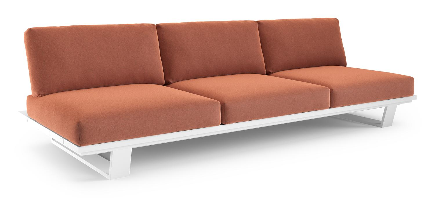 Pagino loungebank in wit aluminium met heritage rust all weather sunbrella® luxe kussen