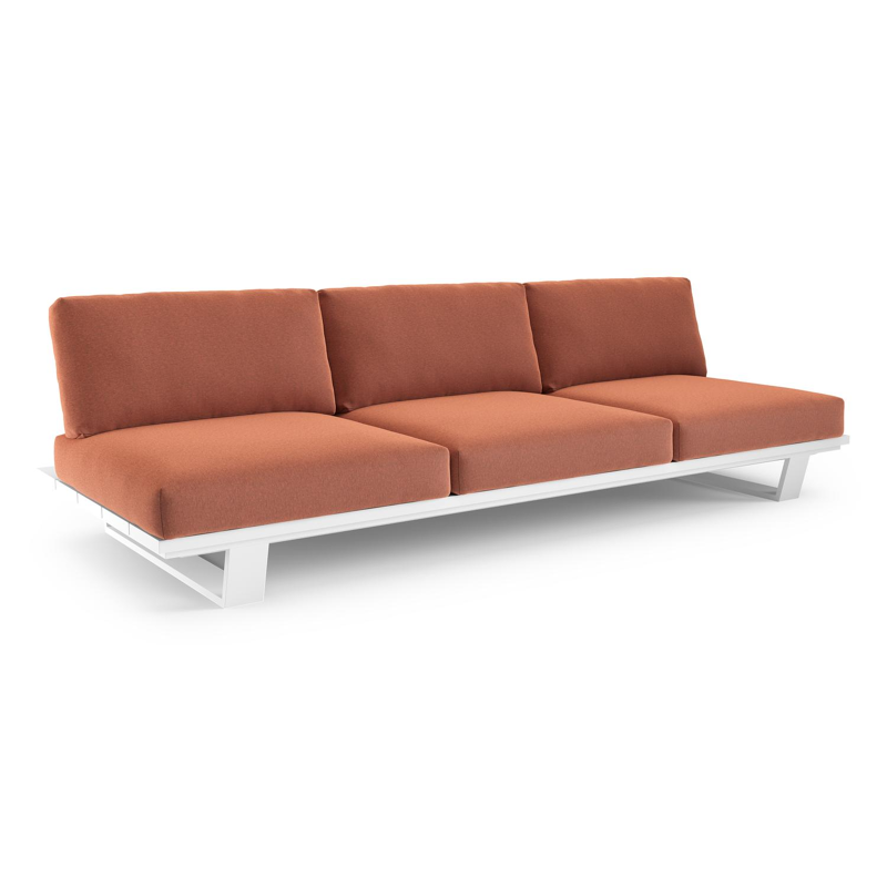 Pagino loungebank in wit aluminium met heritage rust all weather sunbrella® luxe kussen