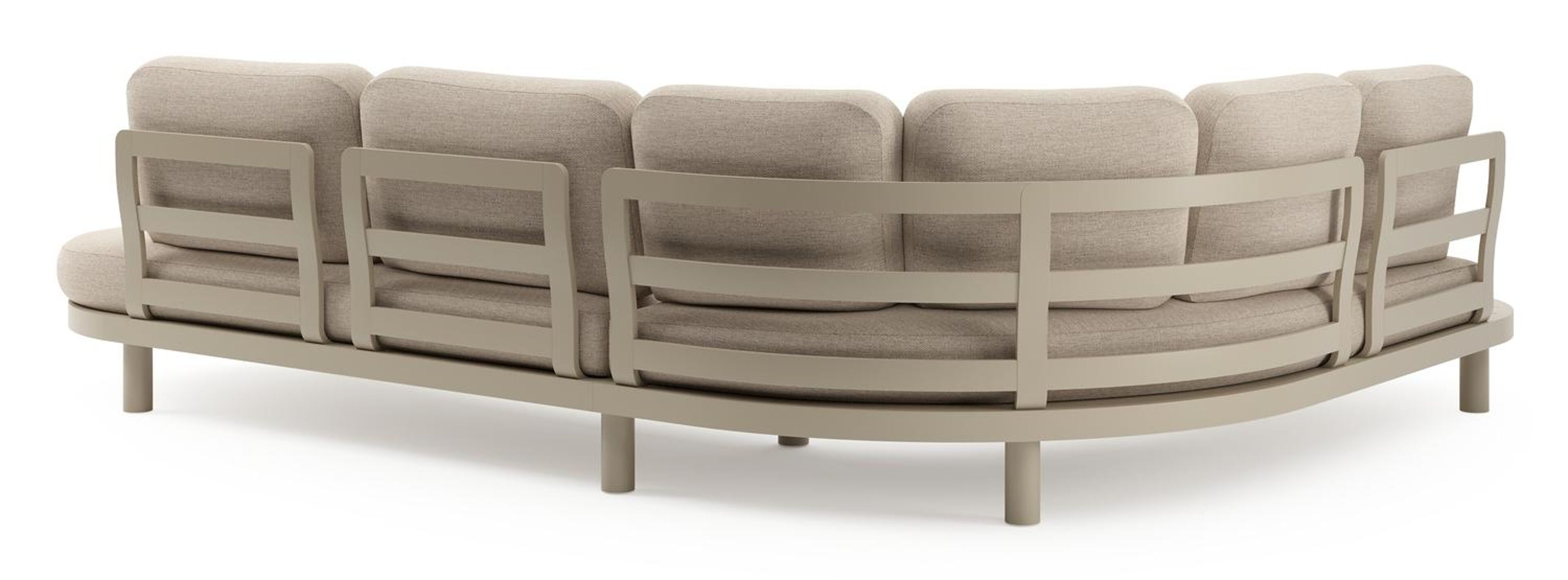 Salon de jardin d'angle Palma en aluminium beige et coussins en weather+ softtouch rustic