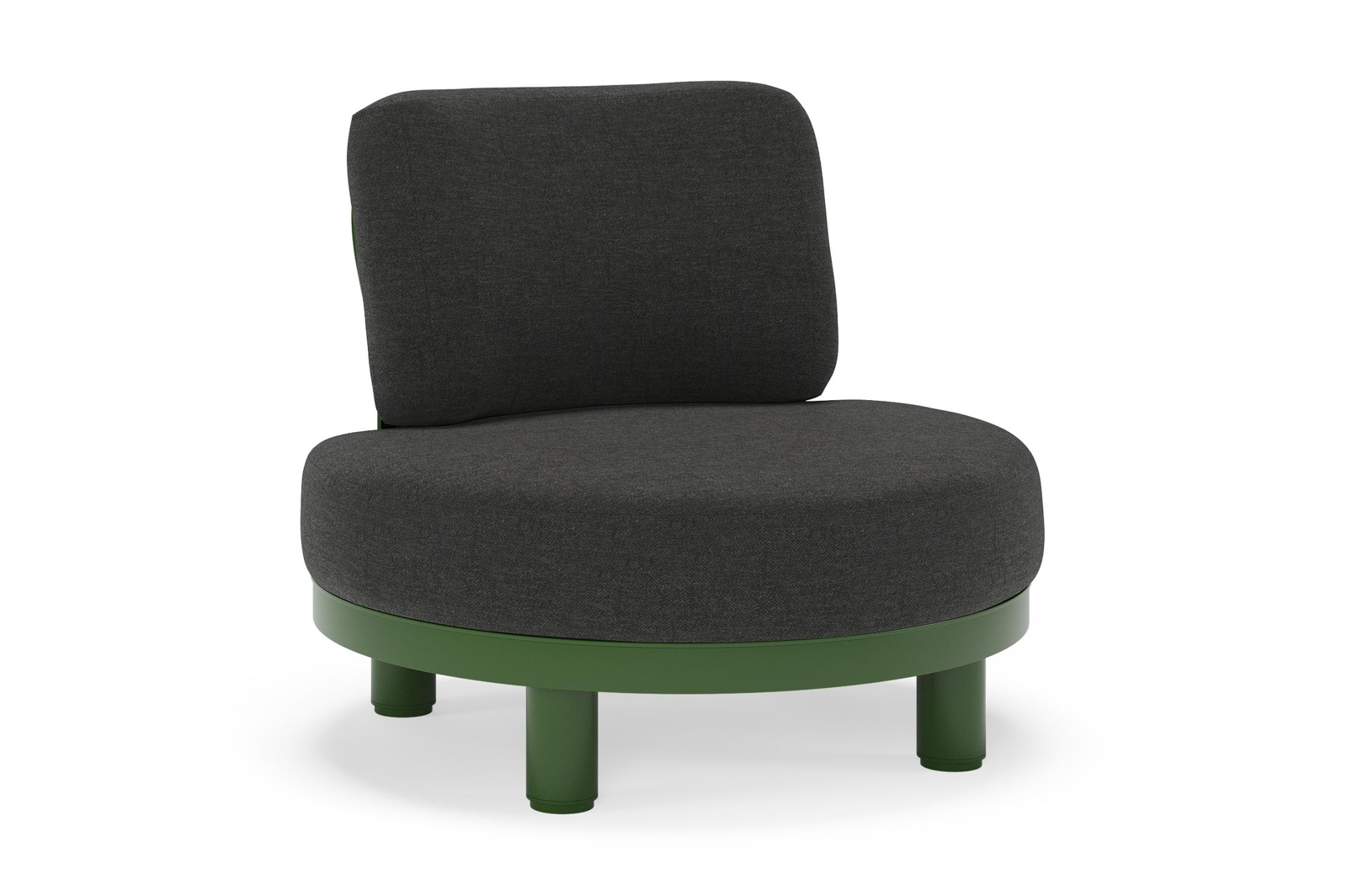 Donato loungestoel in groen aluminium met all weather sunbrella® luxe Chartres Sooty kussen