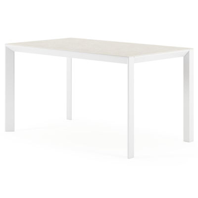 Malito tuintafel in wit aluminium en volkeramiek shilin - L 140 x B 80 x H 75 cm