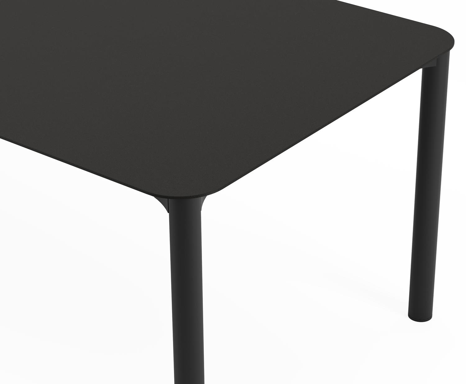 Mira rechthoekige afgeronde tuinset in zwart aluminium en sintered stone notte minerale met 10 Amalfi tuinstoelen