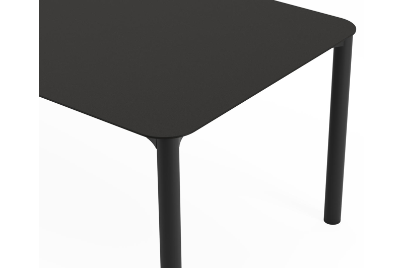 Mira tuintafel rechthoekig afgerond in zwart aluminium en sintered stone Notte minerale - L 270 x B 100 x H 74 cm