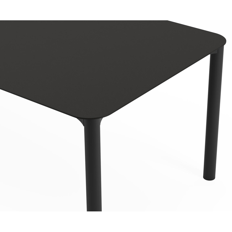 Mira tuintafel rechthoekig afgerond in zwart aluminium en sintered stone Notte minerale - L 270 x B 100 x H 74 cm