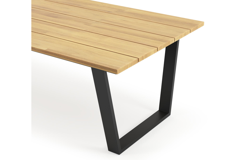 Pagino tuintafel rechthoekig in zwart aluminium en teak - L 280 x B 110 x H 73,5 cm