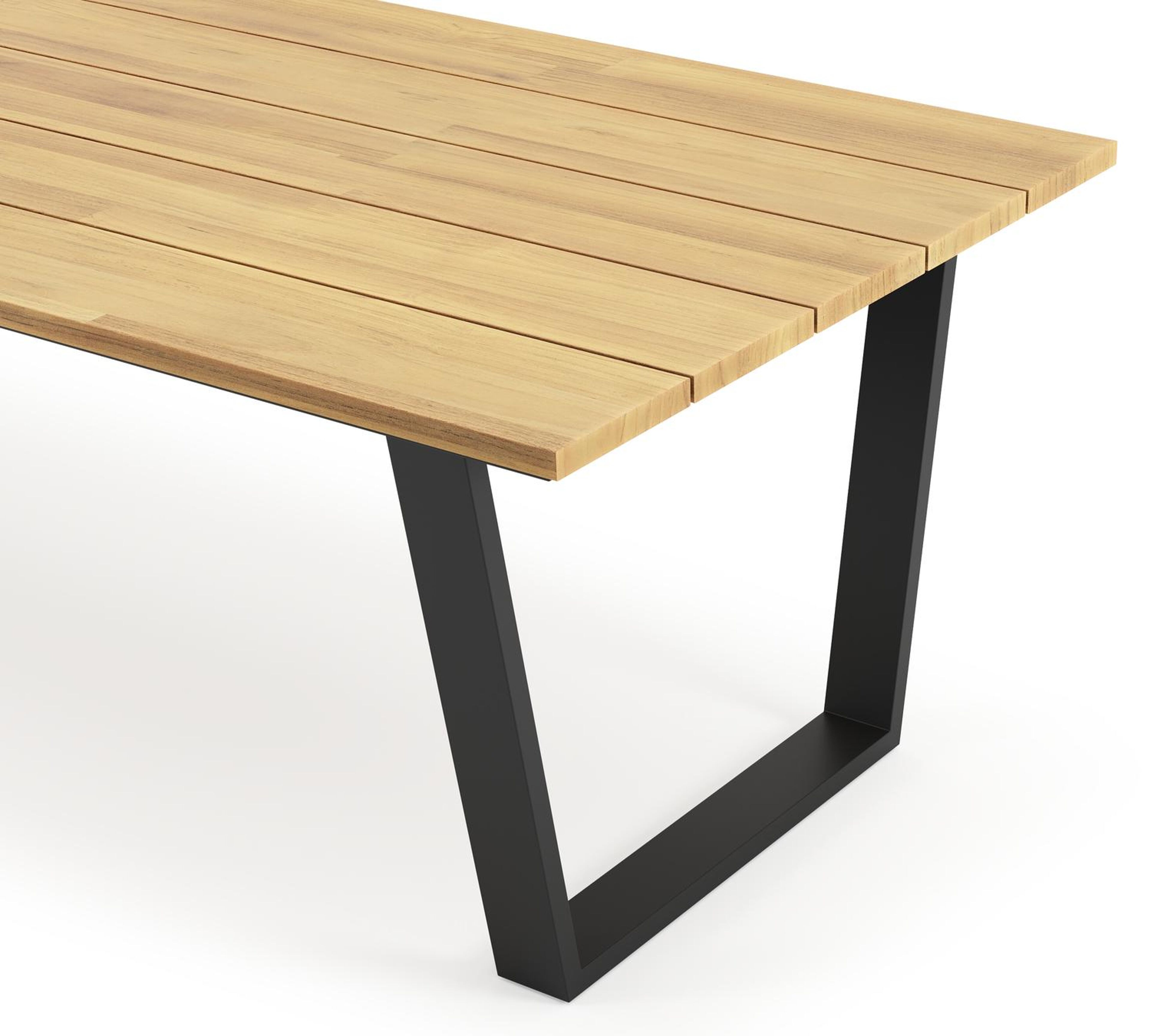 Table de jardin Pagino rectangulaire en aluminium noir et teck - Lg, 280 x Lrg, 110 x Haut, 73,5 cm