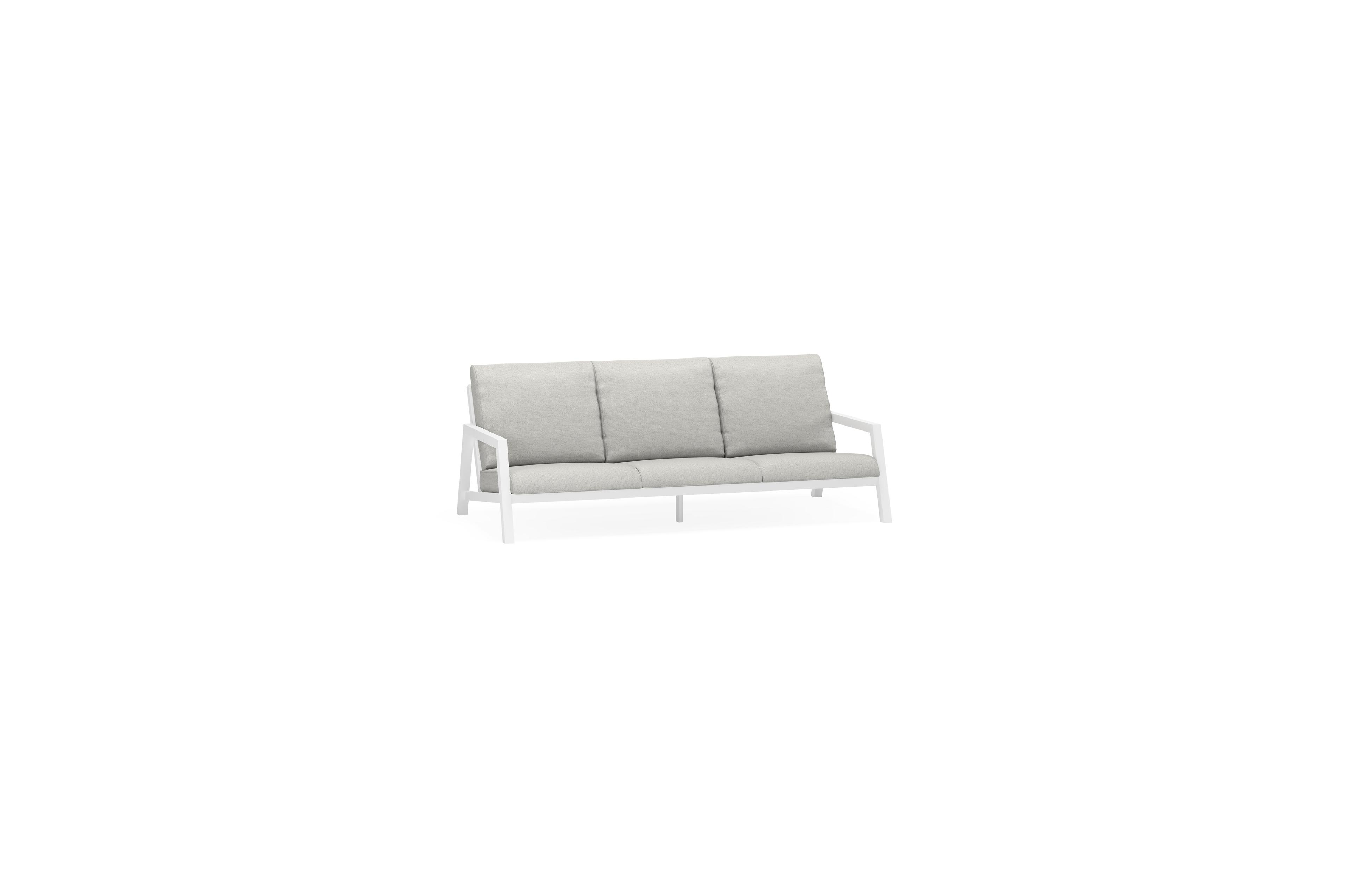Zen'so loungebank 3-zit in wit aluminium met savane nimbus all weather sunbrella® luxe kussen
