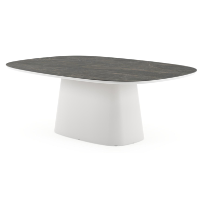 Amico tuintafel bombo xl in wit aluminium en volkeramiek Black Obsession - L 210 x B 148 x H 73.5 cm