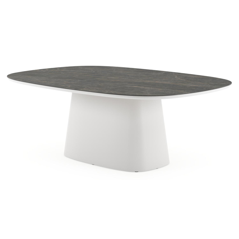 Amico tuintafel bombo xl in wit aluminium en volkeramiek Black Obsession - L 210 x B 148 x H 73.5 cm