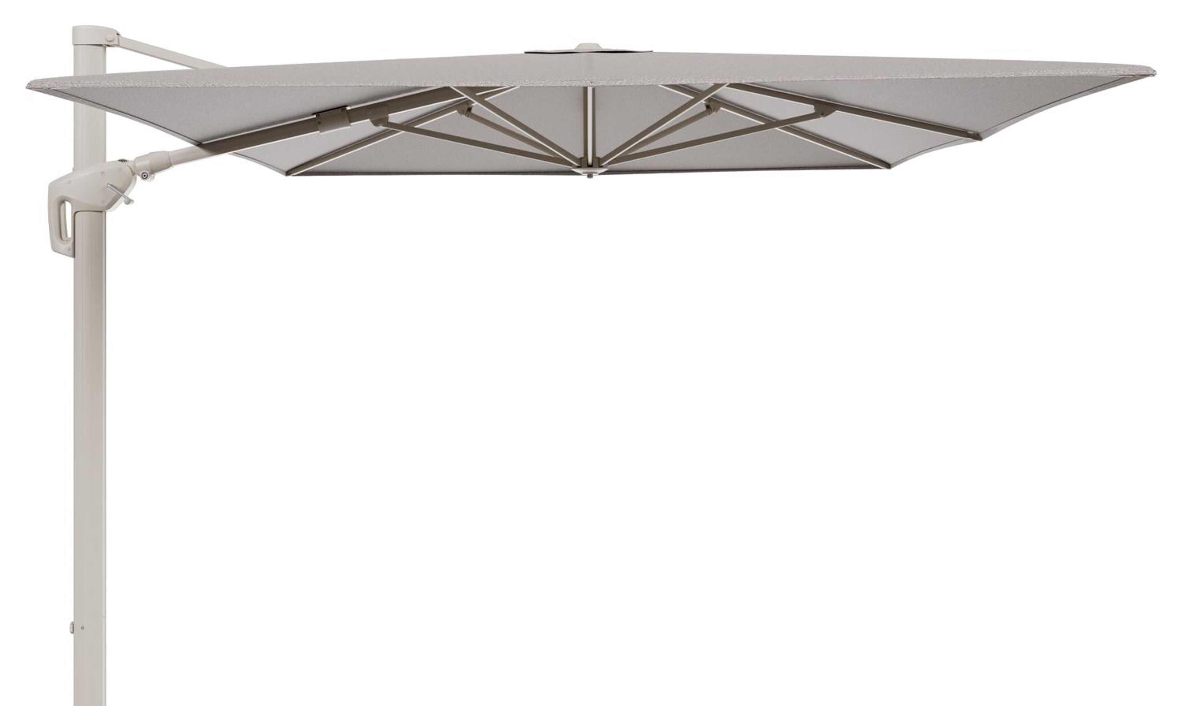 Minore zweefparasol met tiltfunctie in beige aluminium en Wander Granite All Weather Sunbrella® Luxe parasoldoek - L1 400 x L2 300 cm (zonder voet)