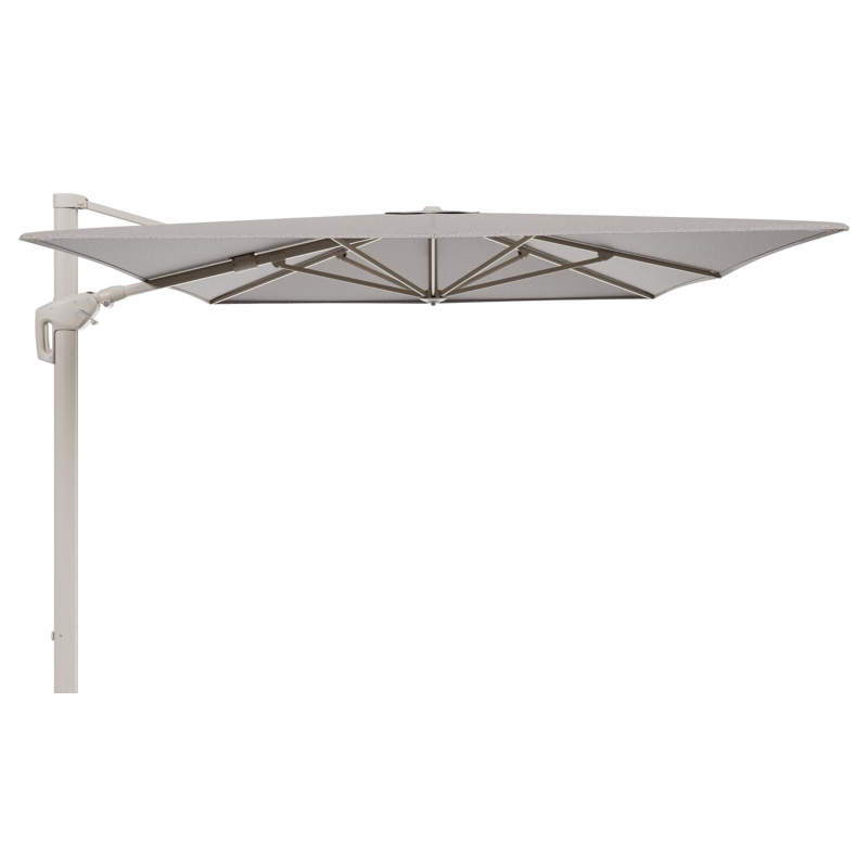 Minore zweefparasol met tiltfunctie in beige aluminium en Wander Granite All Weather Sunbrella® Luxe parasoldoek - L1 400 x L2 300 cm (zonder voet)