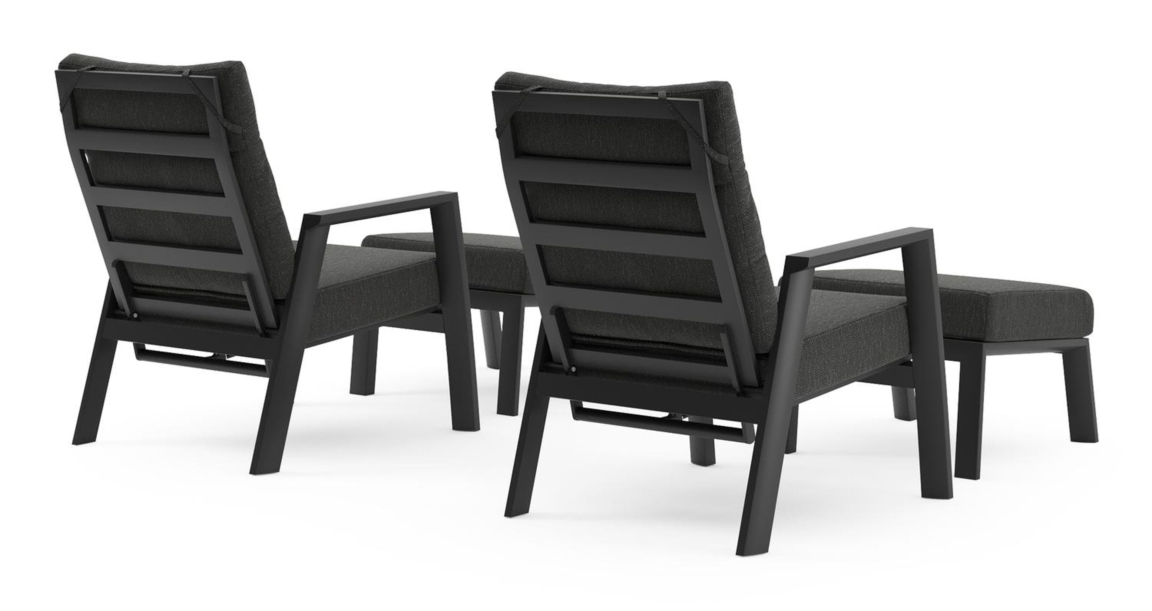 Set van 2 Avila loungestoelen in zwart aluminium met sky black weather+ softtouch kussens
