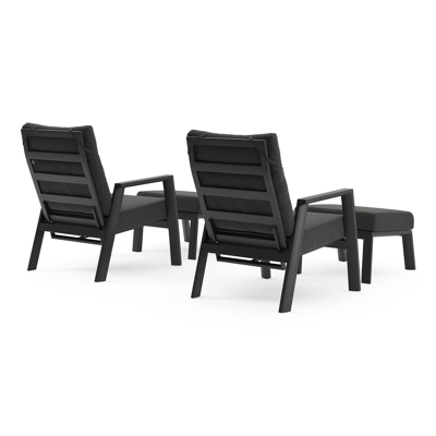 Set van 2 Avila loungestoelen in zwart aluminium met sky black weather+ softtouch kussens