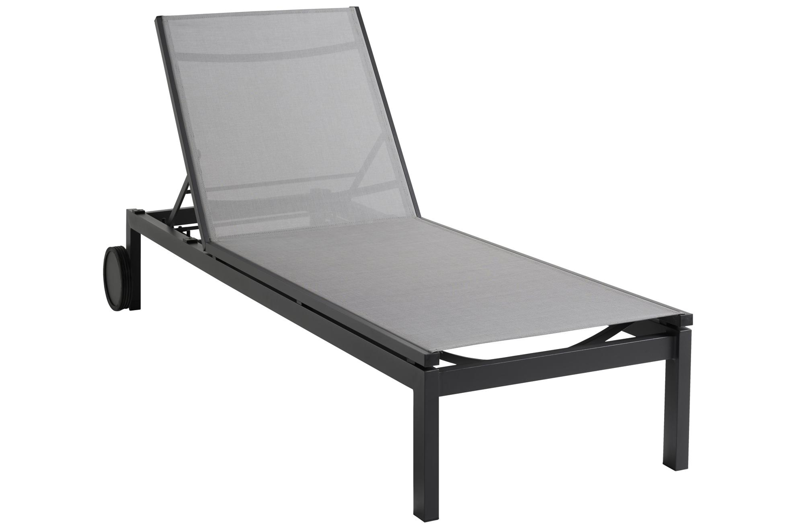 Caravelle verstelbaar ligbed in zwart aluminium met grijs textileen