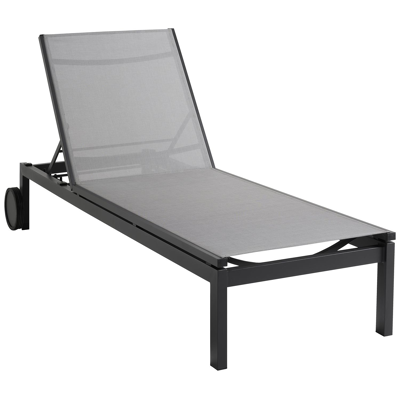 Caravelle verstelbaar ligbed in zwart aluminium met grijs textilene
