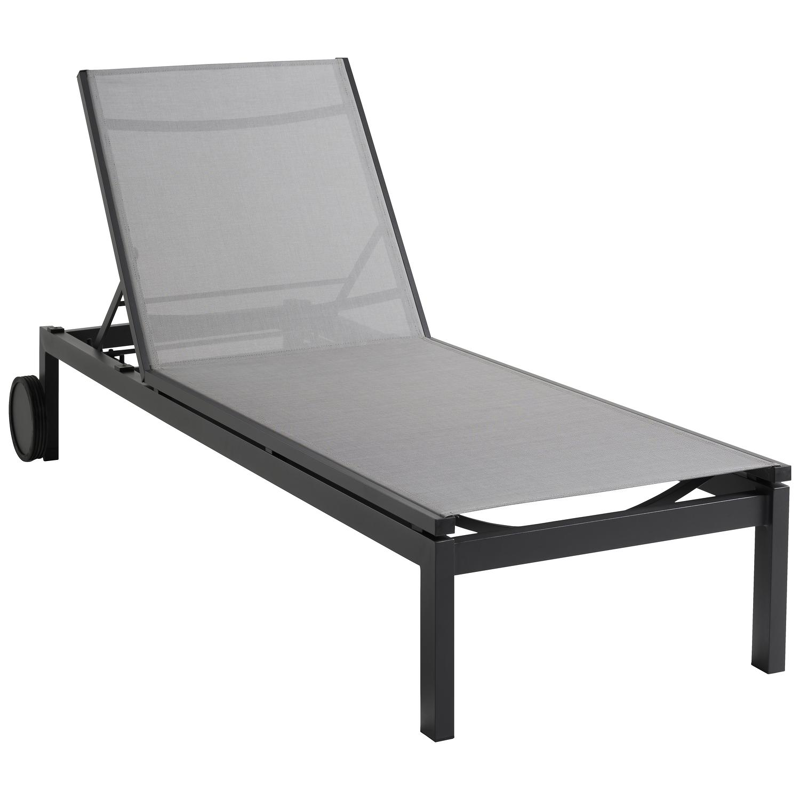 Caravelle verstelbaar ligbed in zwart aluminium met grijs textileen
