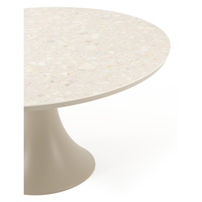 Table de jardin Fano ronde en aluminium beige et céramique pleine Retrostone Diam. 148 x Haut. 74 cm